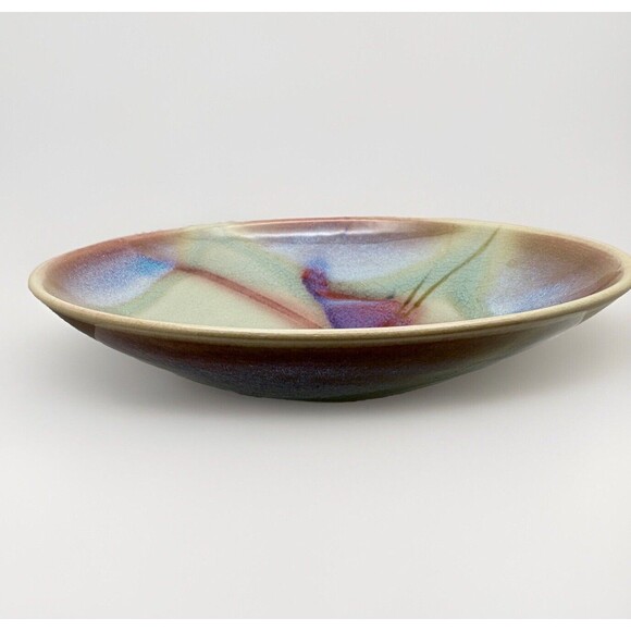 James Sleeper Studio Art Pottery Bowl Green Purple Asian Style Graduated Plate - Picture 2 of 6